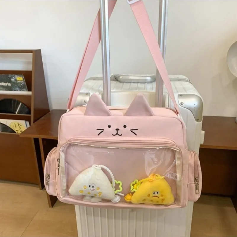 Xiuya Cute Cat Shoulder Bag for Women Nylon Lolita Jk Casual Kawaii Japanese Style Ita Bag Y2k Fashion Students Crossbody Bag