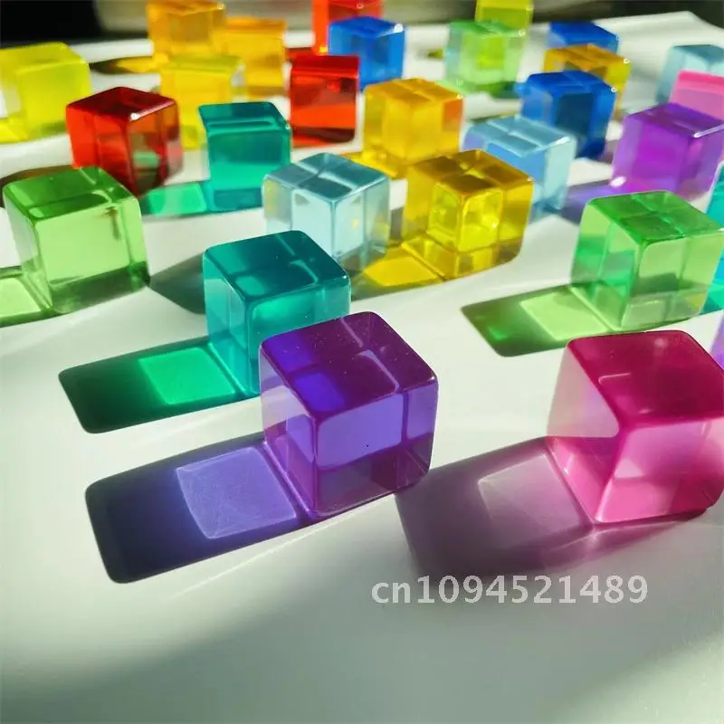 Acrylic Cubes Rainbow Gem Blocks Transparent Stacking Toys Sensory Training Crystal Toys Early Educational Toys for Children