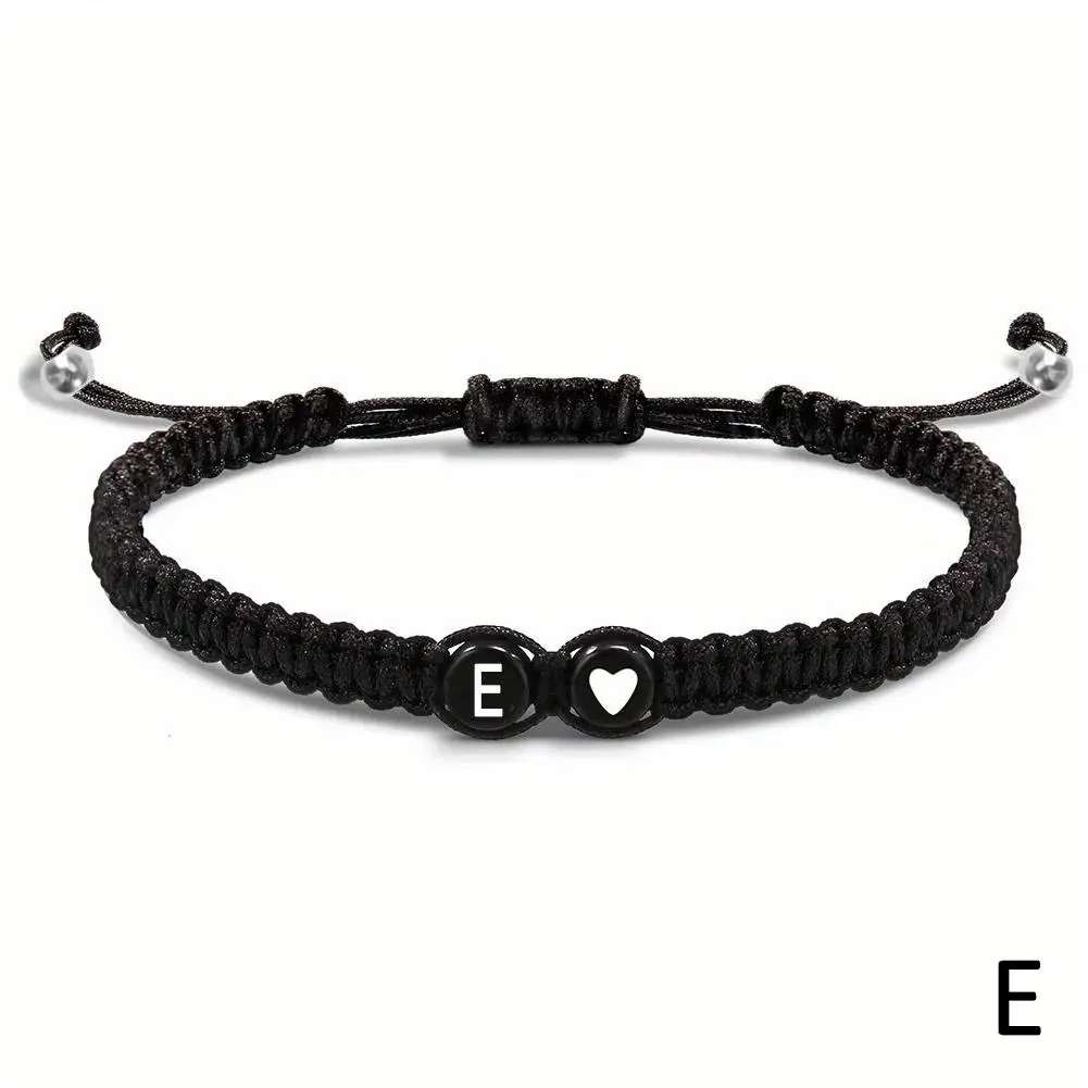 26-Buchstaben-Anfangsherz-Armbänder, handgefertigt, verstellbar, A-Z-Name, geflochtene Armbänder für Damen und Herren, Freundschaftsschmuck, Geschenke