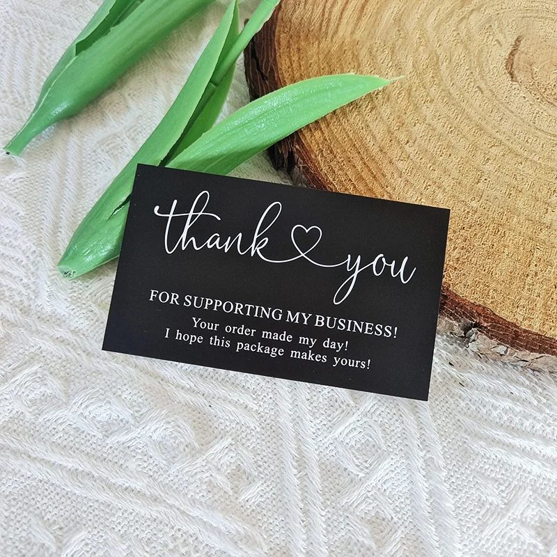 30pcs 검정색 내 작은 명함을 지원해 주셔서 감사합니다, 소매점용 주문 카드에 대한 작은 감사합니다
