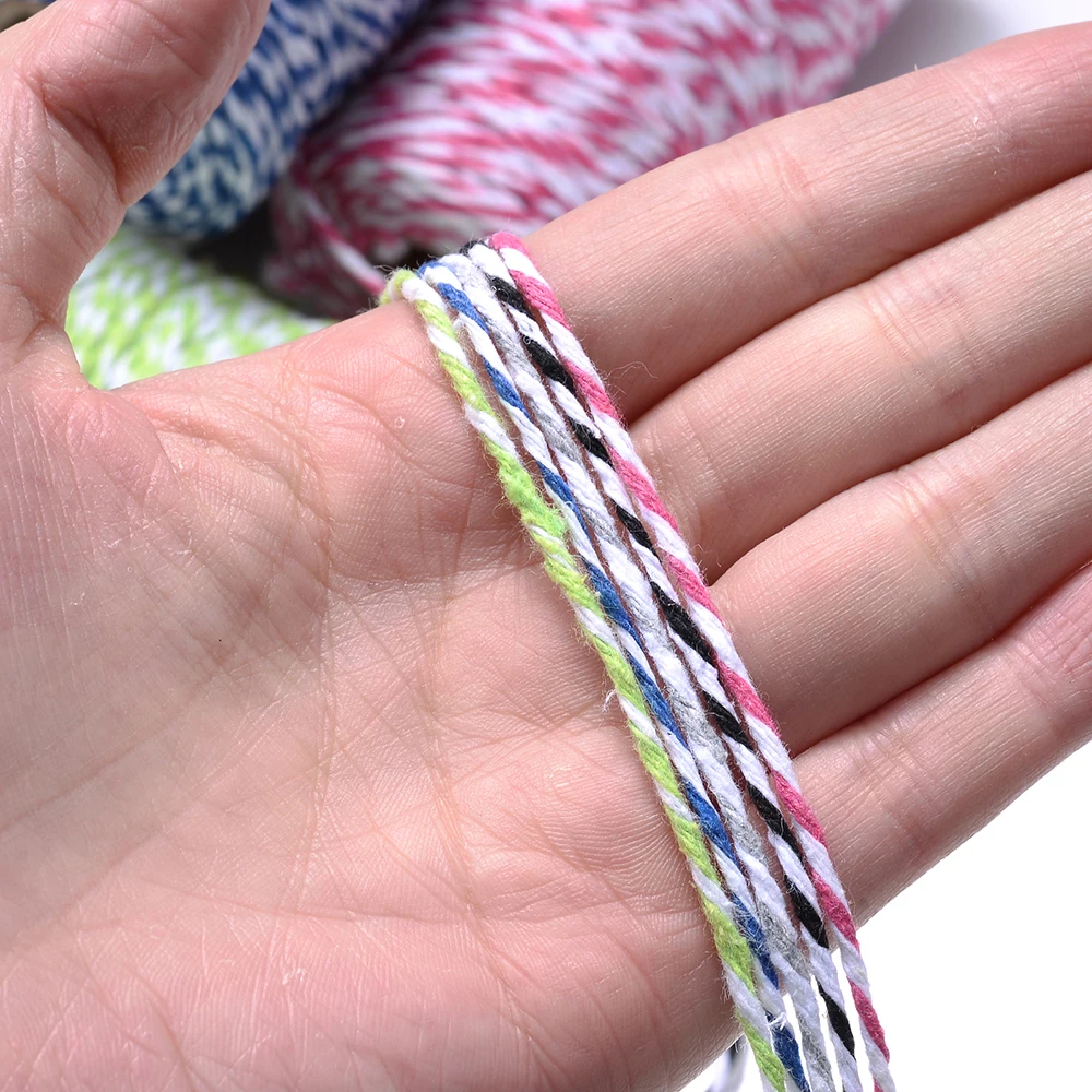 100m/Rolle 1,5mm Buntes Zweifarbiges Baumwollseil zum Stricken und Nähen für DIY Handgestrickte Kleidung, Kopfbedeckungen, Handschuhe und Socken – Detail 2