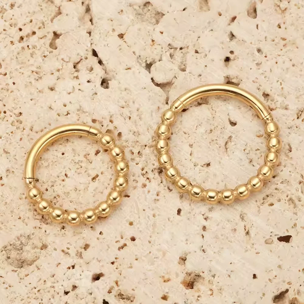 F136 Titanlegierung Facettierte Polyedrische Perle Twisted Scharnier Ohrringe Modischer Nasenseptum Ring Körperpiercing Schmuck – Detail 6