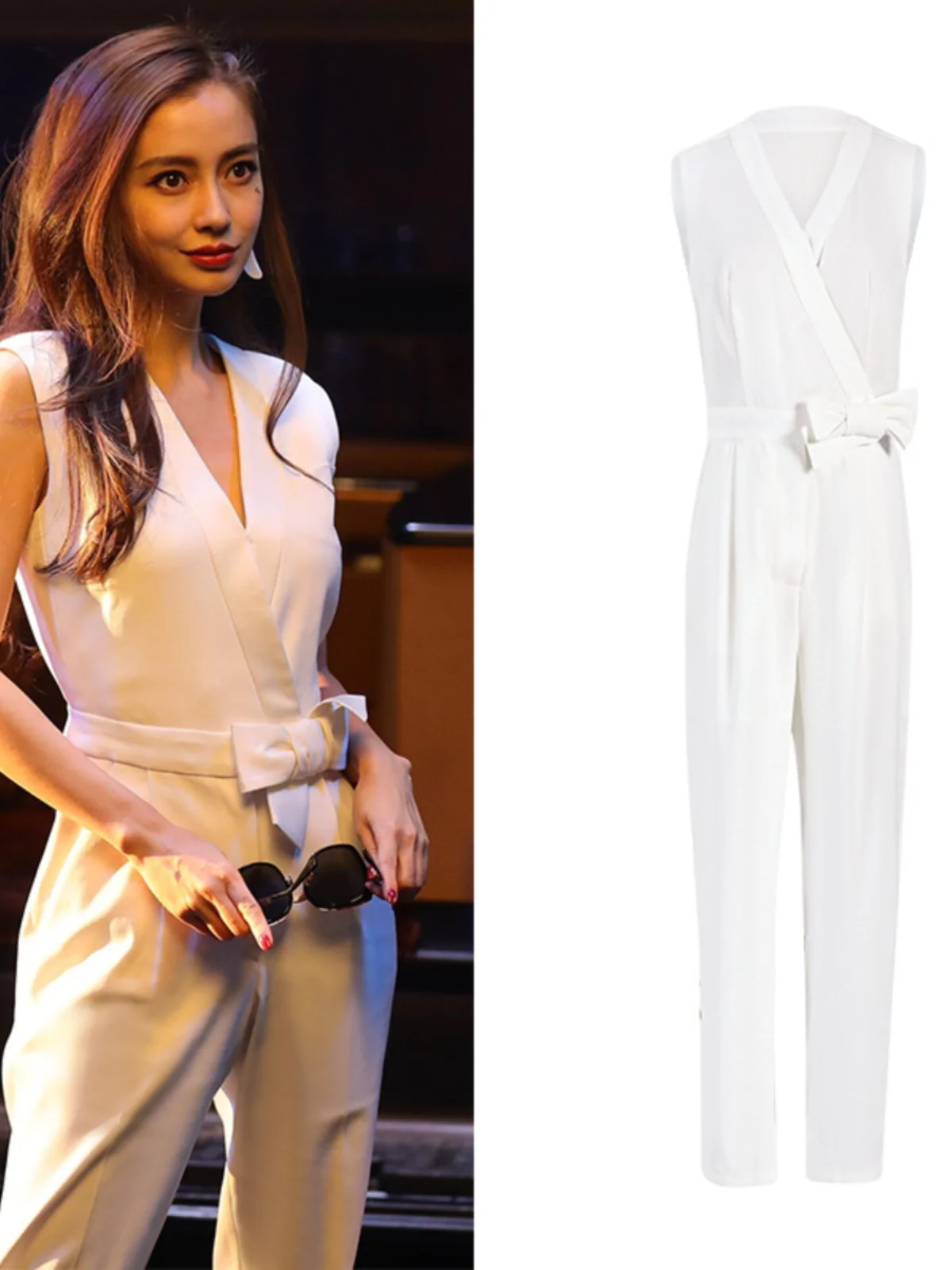 

Angel White Svel V-Ne Nine-Piece Onesie Women's Summer New Sle Pure Desire Slimming Fitted Pantsuit Commute