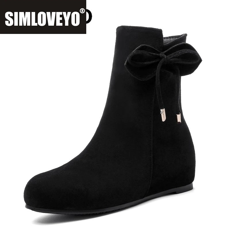 

SIMLOVEYO Женские сапоги до середины икры с круглым носком без шнуровки на увеличенном каблуке 3 см с лентой, большой размер 41 52, 43, милые ботильоны для свиданий