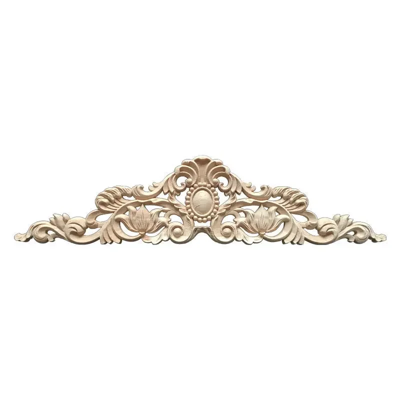 Wood Decorative Long Carved Onlay Applique Furniture Corners Ornament Home Door Bed Decor 30 X 8 CM