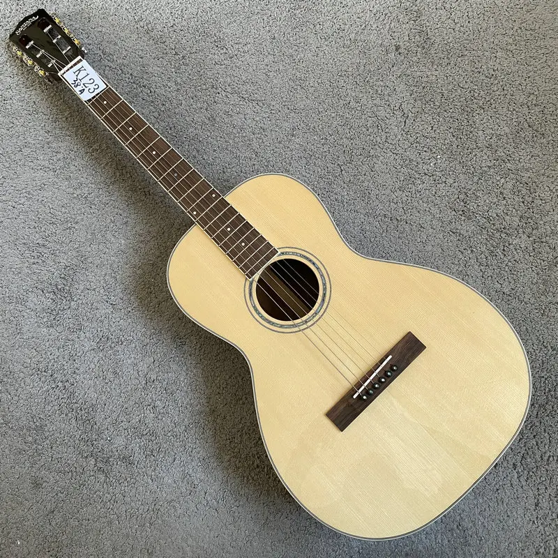 K123 Santana 38 Inch All Solid Wood Parlor Acoustic Guitar Spruce Top Walnut Back Sides Steel String Folk Guitar