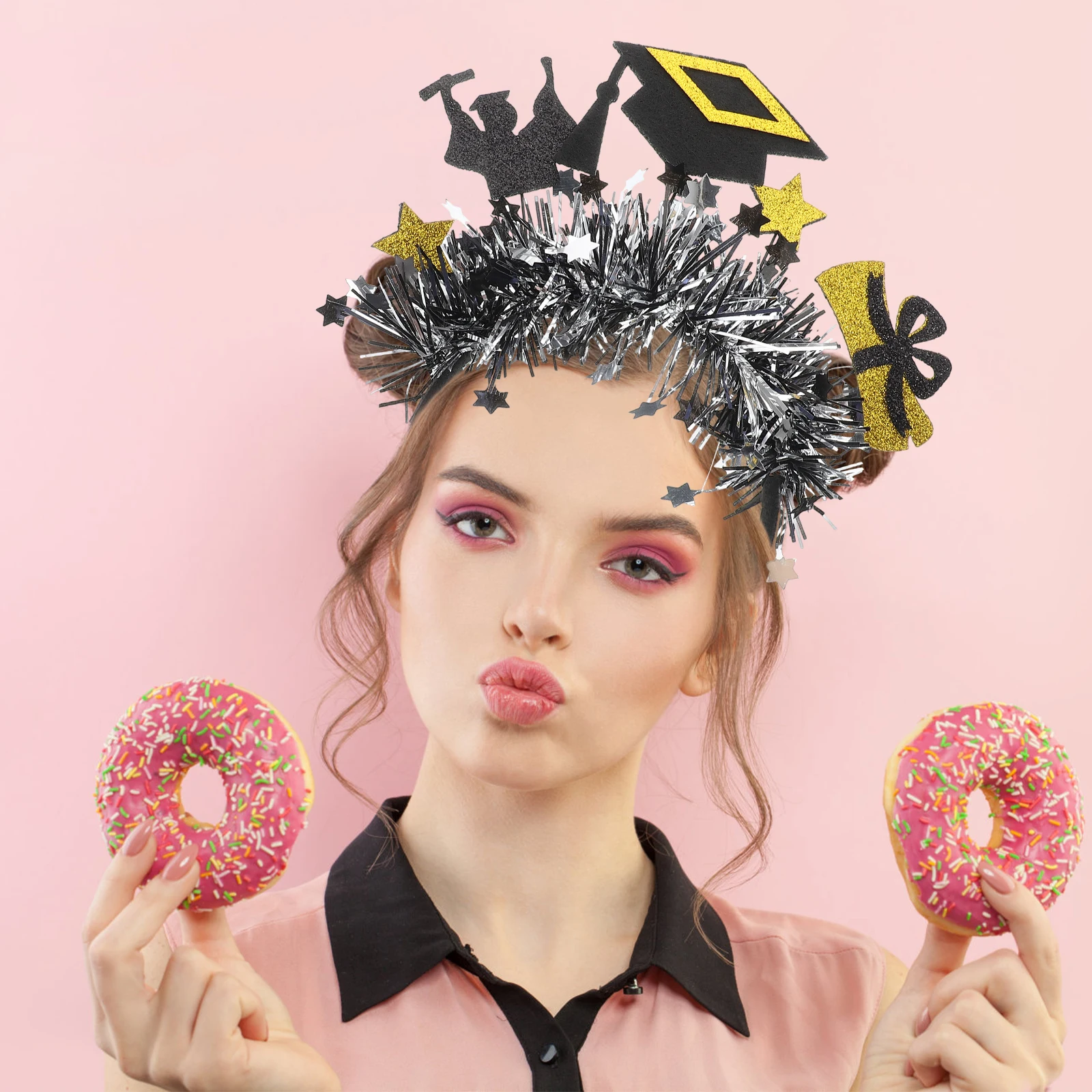 

Graduation Headband Tinsel Design Comfortable Plastic Accessories Ceremony Party Wedding Prom Supplies Hair Tool