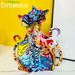 ERMAKOVA Abstract Couples Cat Statue Figurines Painting Lovers Cat Sculpture Ornaments Office Home Interior Decor Valentine Gift