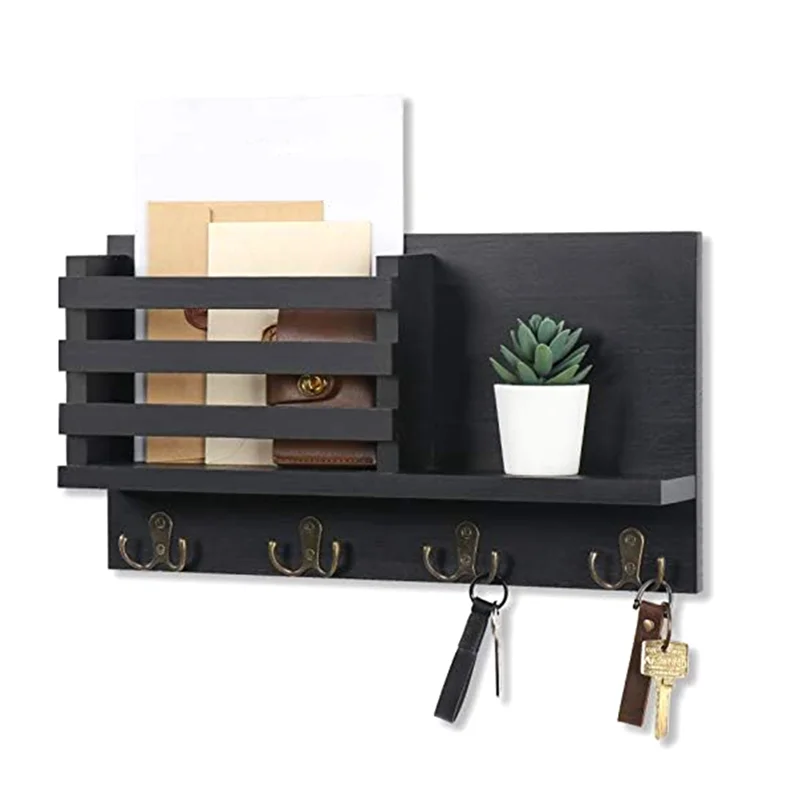 

ABKJ-Mail Holder For Wall-Rustic Mail Organizer With Key Hooks For Hallway Kitchen Farmhouse Decor Easy To Use