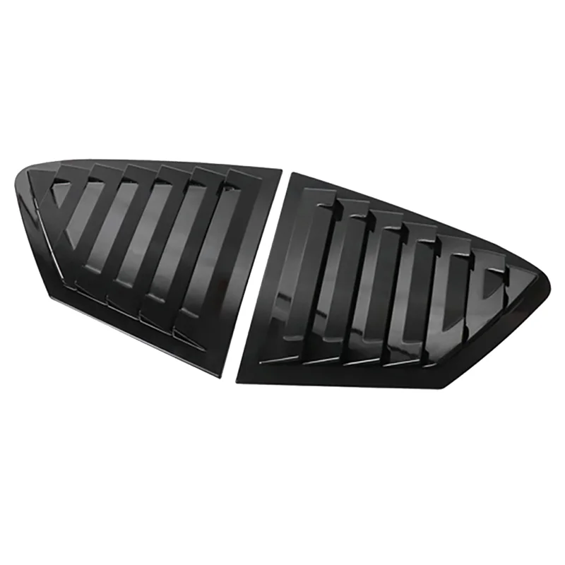 Bright Black Rear Side Vent Quarter Window Louver Shutter Cover Trim for Focus 2019-2020