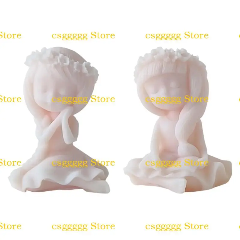 

9HJK Свеча Силиконовая плесень DIY Animal Aromath Pretty Girl Dolls Gypsum flom