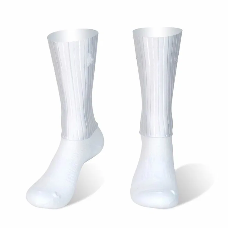 Calcetines de Ciclismo sin costuras para hombre, Medias de color negro y blanco para bicicleta de carreras, D005