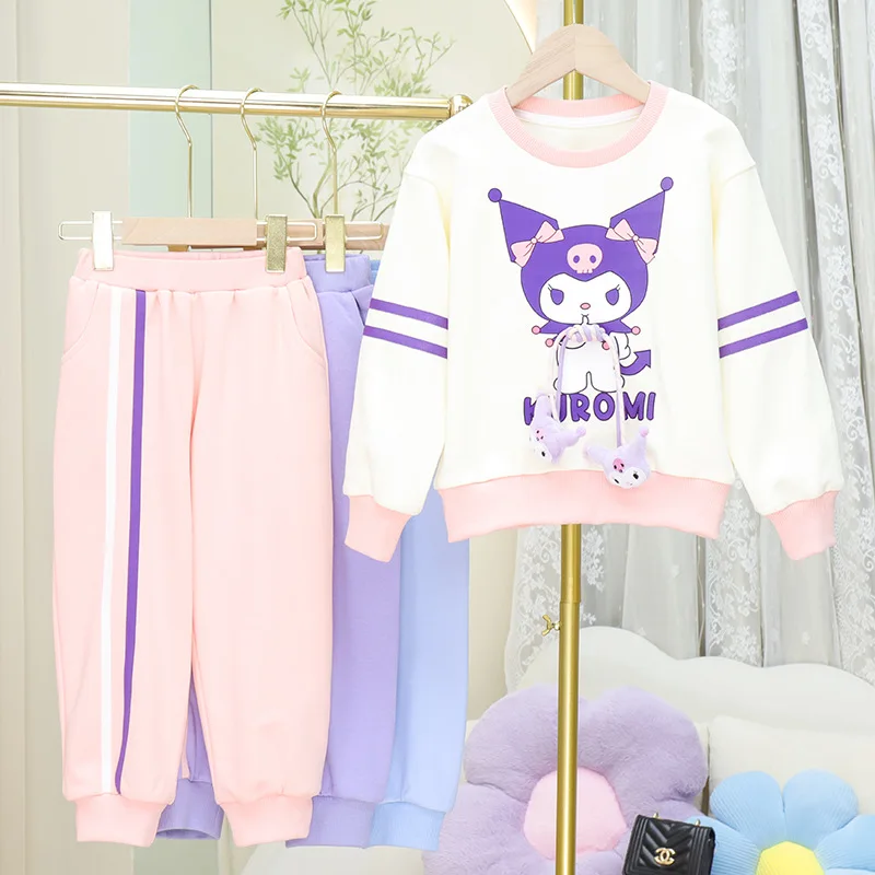 

Детский спортивный костюм Sanrio с длинными рукавами, брюки Kuromi Cinnamoroll, мультяшная детская одежда My Melody