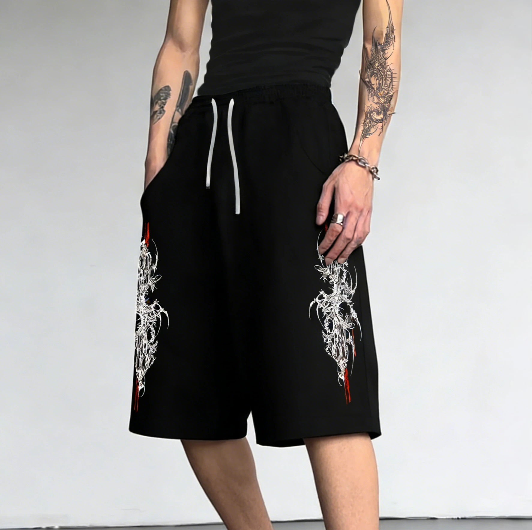 

2026 Summer Fashion New Hip-hop Gothic Texture Men's 3D Printed Street Wear Casual Sports Outdoor Jogging Shorts Large