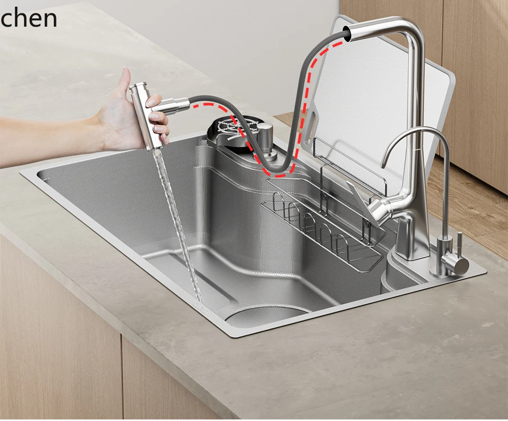 ZML Large Single Bowl Stainless Steel Sink Kitchen Dishwashing Basin