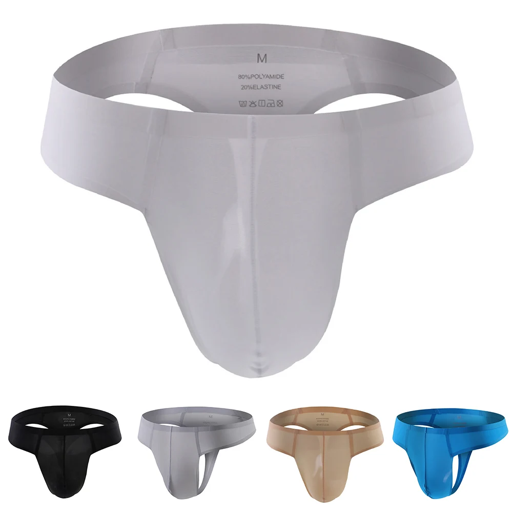 

Low Waist Men Ice Silk Seamless Thong Underwear with T Back Design and U Convex Pouch for Comfortable and Breathable Fit