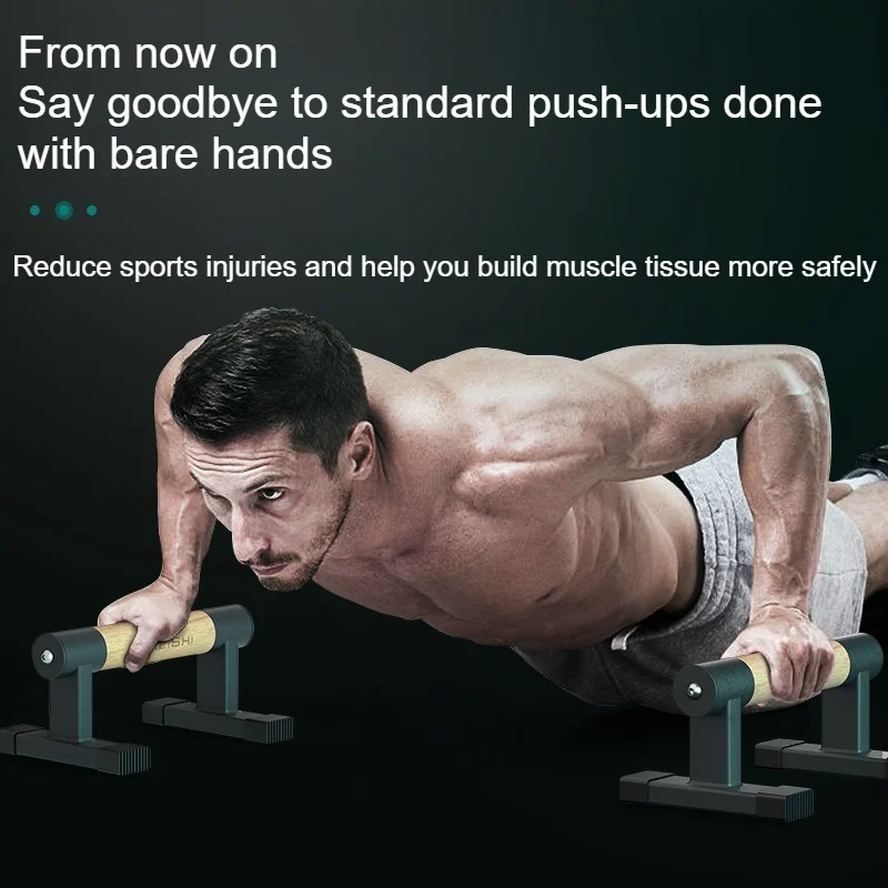 Wooden Push Parallettes, Solid Beech Wood & Steel Calisthenics Bars, Heavy-Duty Street Workout Stand, Bodyweight Exercise Bars