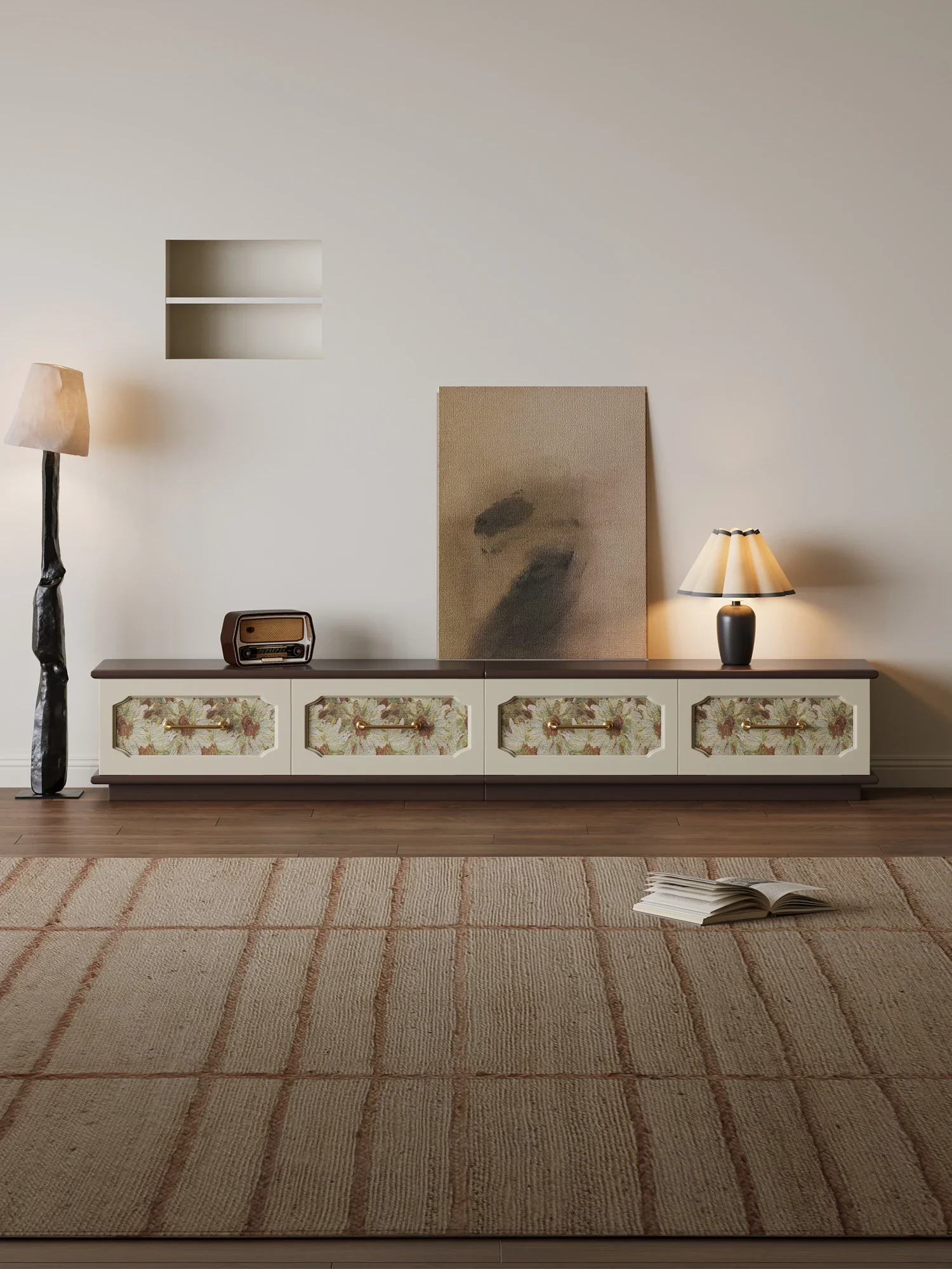 Lemari TV Pola Seni Desainer Rumah Tangga Ruang Tamu Rak Dinding