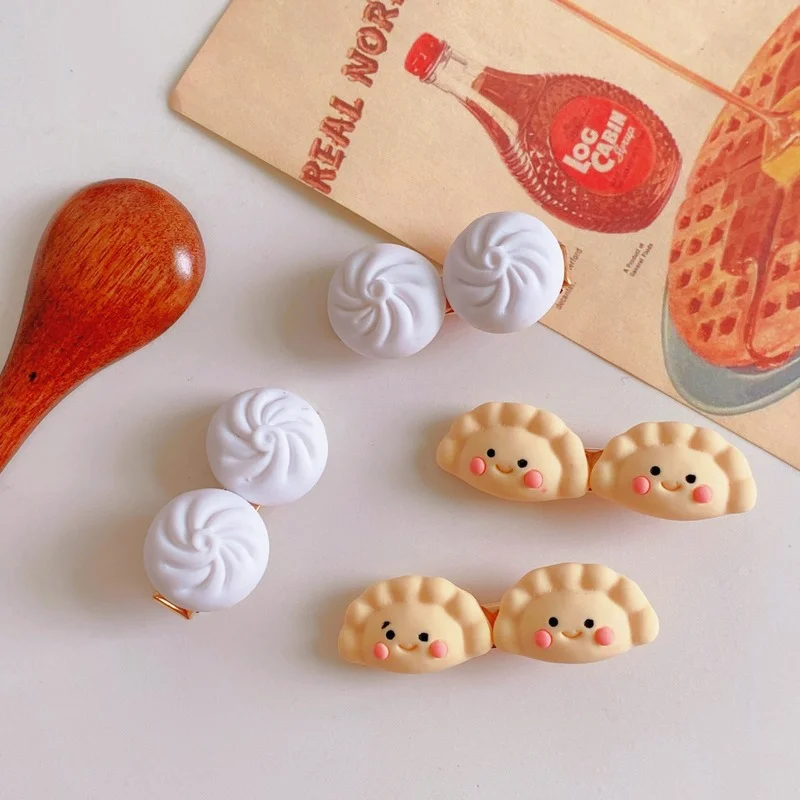 ins cute Korean dumplings simulation food play buns Japanese children's fun hairpin cream hand-made girl hairpin headdress