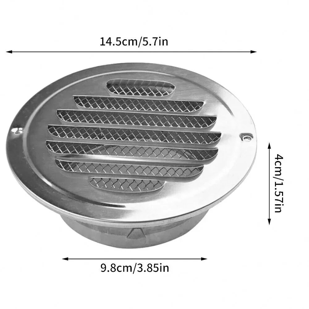 Flat Round Air Vent Grill, Metal Cover, Ventilação, Adequado para Casa, Largura de 80mm e 100mm