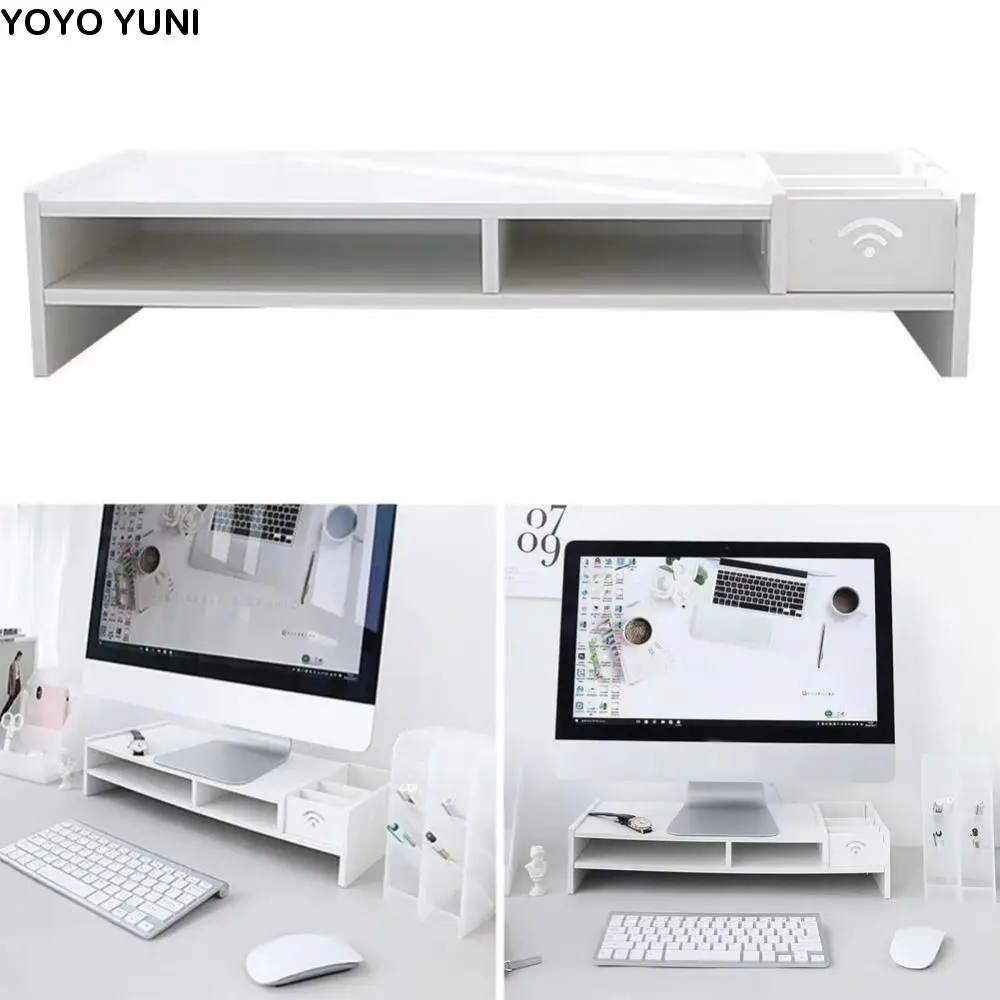 

Easy Assemble PC Computer Screen Stand Multi Compartment Comfortable Viewing Height Laptop Heightening Holder