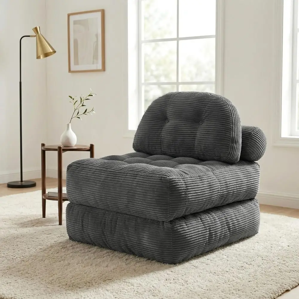 

olding Soa Bed, Convertible Bonelloor Chair with Dual Pillow & Handle, oldable Lounge Chair with Back Support or Living Room, Be