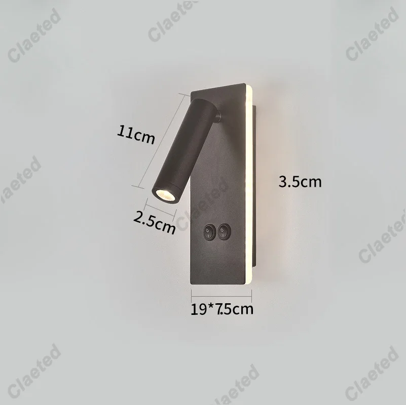 Creatieve Led Zwart-Wit Draaibare Wandlamp Usb Oplaadbare Slaapkamer Bed Leeslamp Woonkamer Keuken Wandlamp
