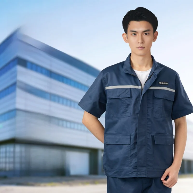 

New Workwear Short Sleeve T-Shirt Set for Men Summer Automotive Repair Uniform Polyester Cotton Blend Factory Work...