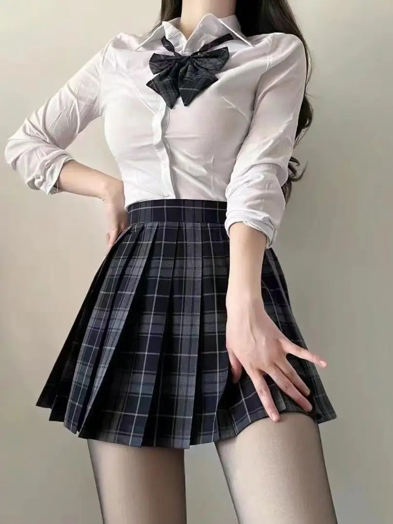 Slim Fit Irt Orm Ort Sve Rok Kotak-kotak Rok JK Set Mode Musim Panas Karbon untuk Wanita Muda Usia 8-25 Tahun