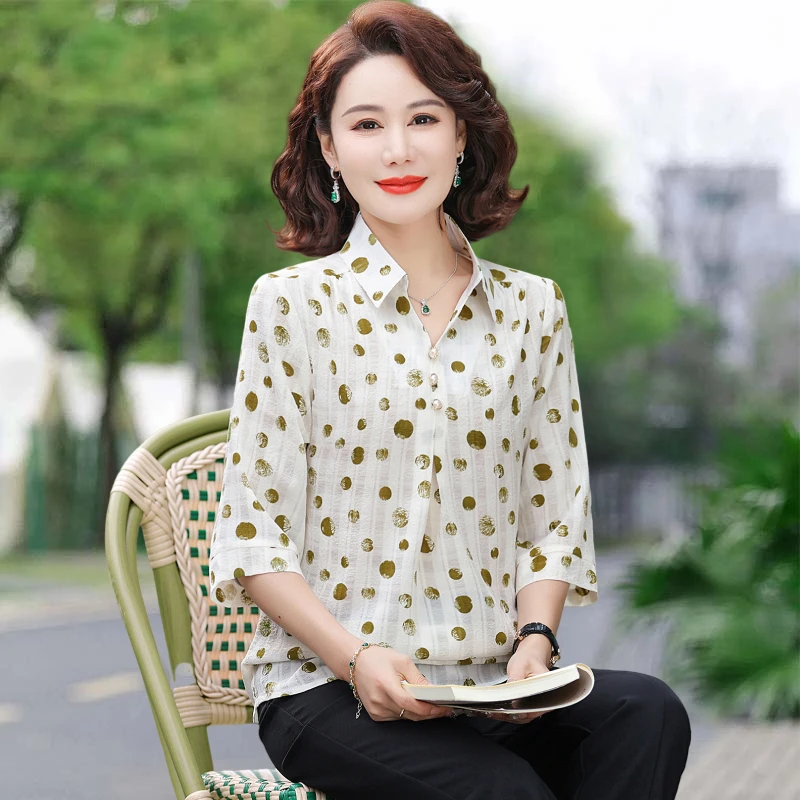 NUOVA camicia casual da lavoro da donna da ufficio alla moda coreana elegante primavera autunno manica lunga con stampa a pois camicetta da donna Blusas vestire