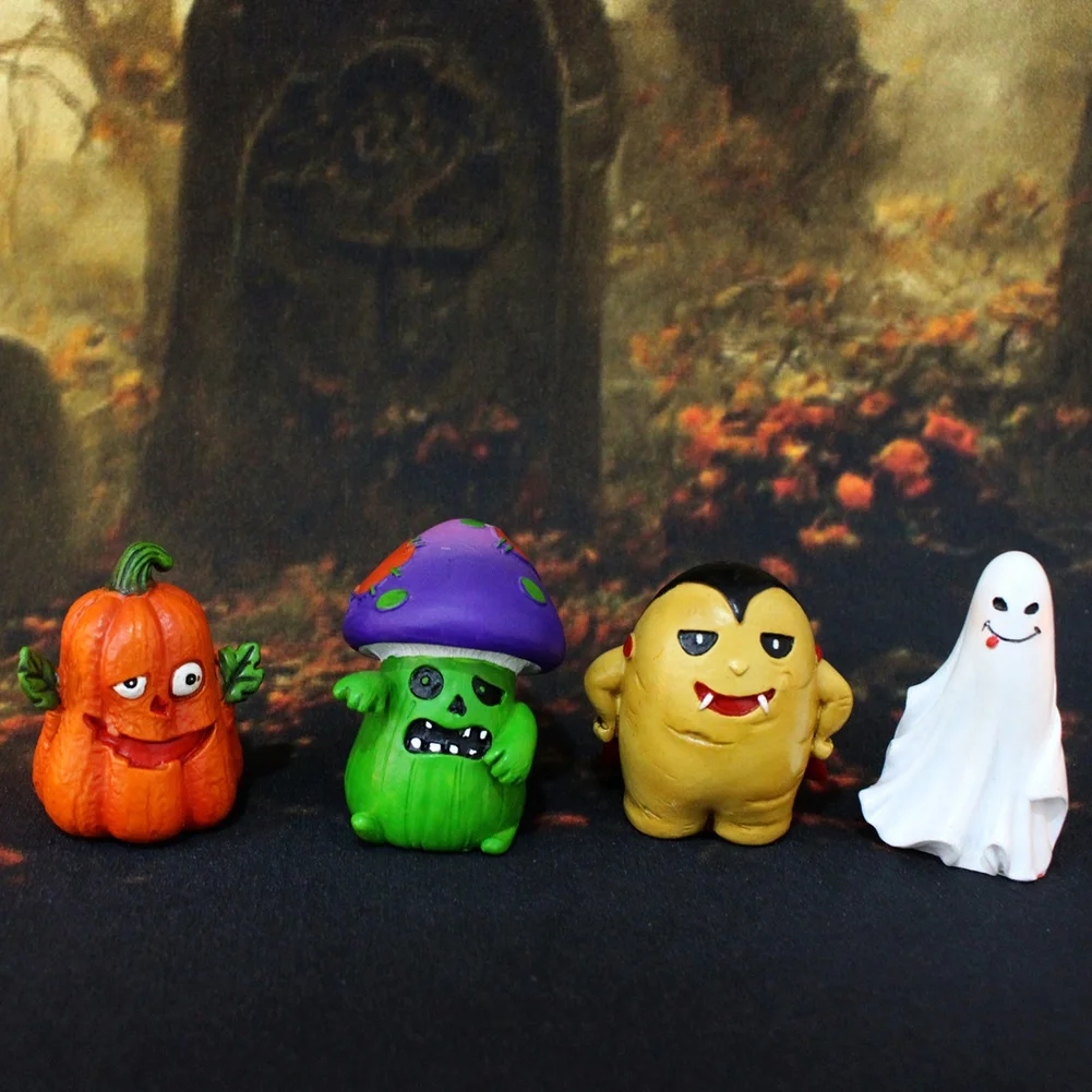 4pcs For Spirit Pumpkin Set Resin Figurines Halloween Landscape Ornaments For Home Garden Yard Party Decor Ornaments