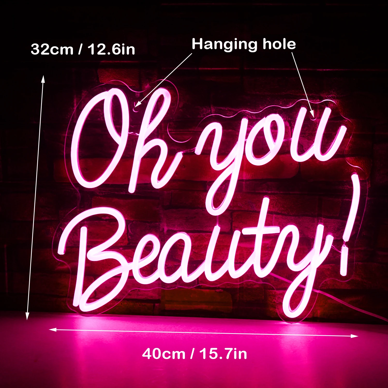 Oh You Beauty Neon Sign Handcraft Neon Light for Bedroom Engagement Party Beauty Salon Acrylic Wall Hanging Decor Neon Light