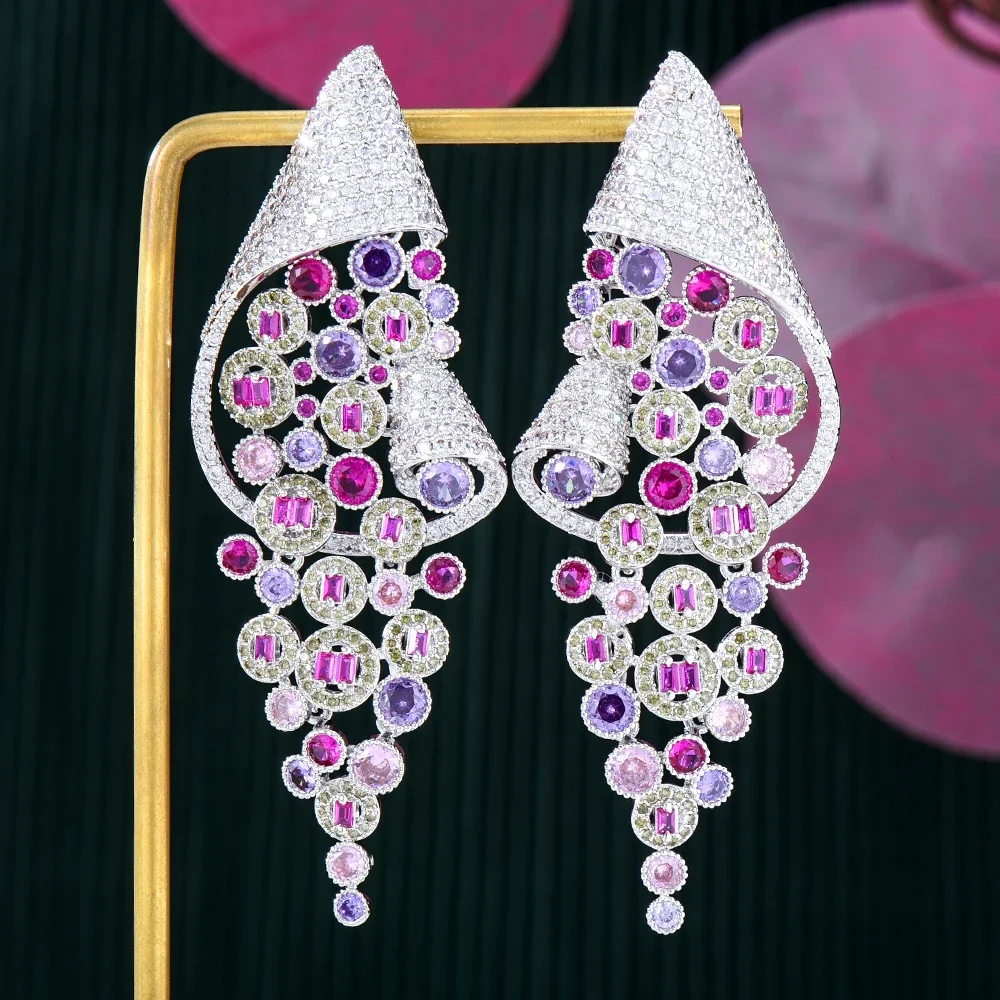 

Kellybola Original Design Luxury Vintage Pendant Earrings For Noble Women Wedding Party CZ Dubai Bridal Earrings Gorgeous Jewelr