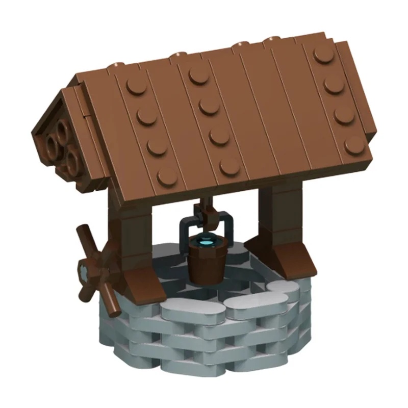 Medieval Well MOC Building Blocks Rustic Village Water Well Model DIY Assembly Brick Desktop Scene Display