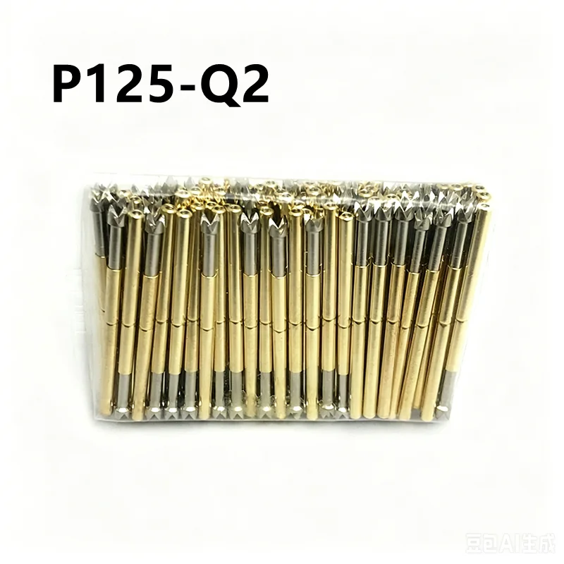 100PCS/Pack Spring Test Pin P125-Q2 Four tooth Plum Blossom Head Outer Diameter 2.02mm Length 33.35mm ICT Test Stand Fixtu