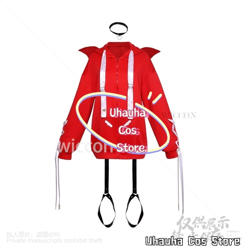 Gioco Anime Needy Girl Overdose Cosplay Ame KAngel Costume Felpa con cappuccio rossa per donne Ragazze Parrucche Abiti da festa di Natale personalizzati