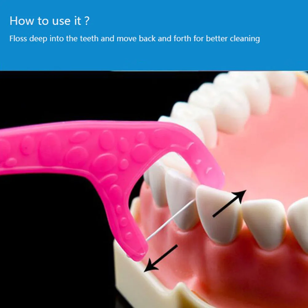 

60Pcs Cartoon Giraffe Floss Pick Handle Teeth Cleaner Food Particle Remover Soft Silk Wire Fresh Breath