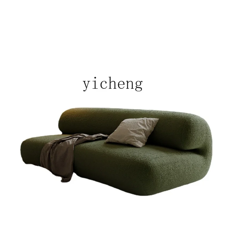 Tqh Chinese Style Living Room Sofa Beauty Salon Straight Row Green Lambswool Fabric Sofa