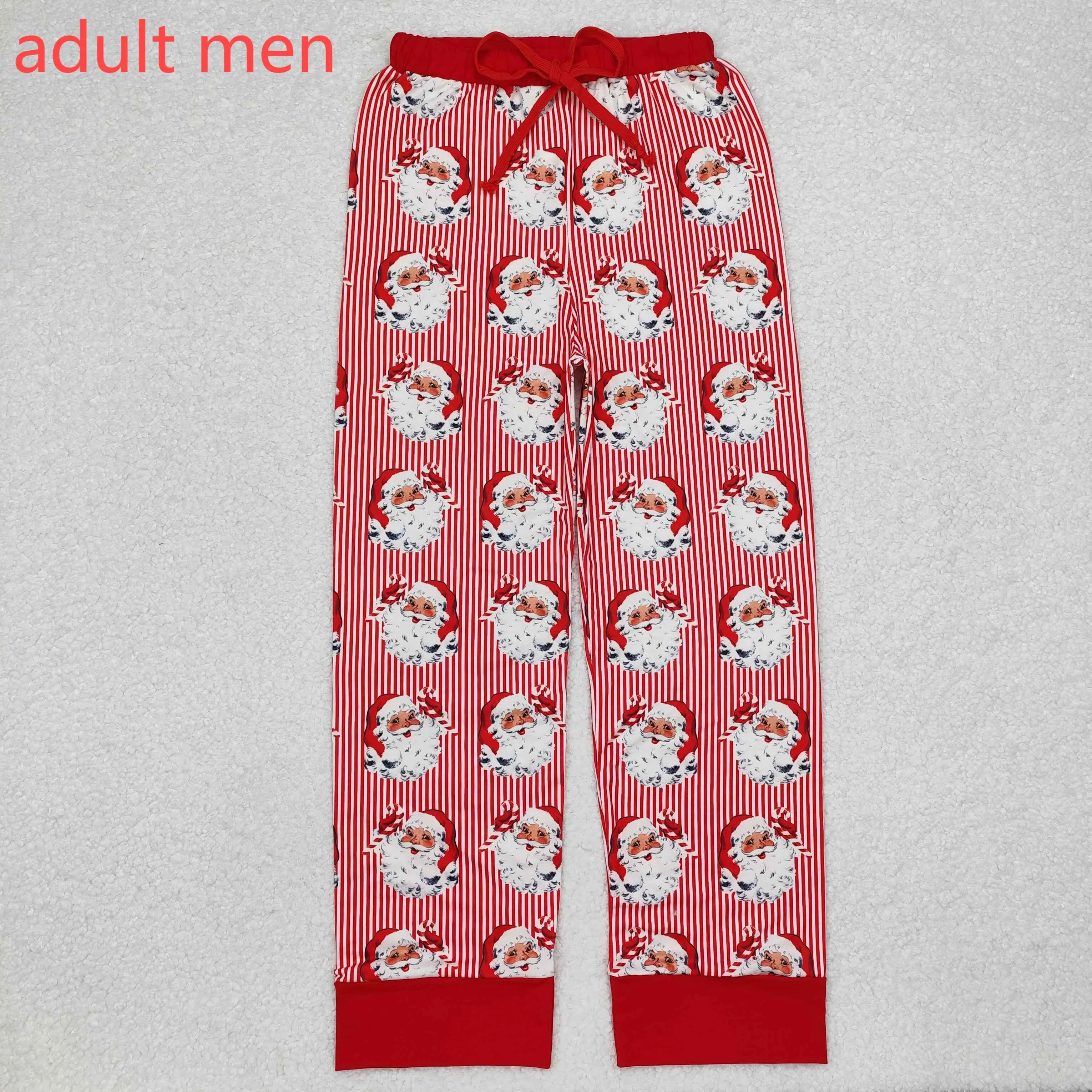 P0646 Wholesale Summer Boutique baby clothes Adult male Christmas Santa Claus red striped pants Wholesale Summer kids clothing