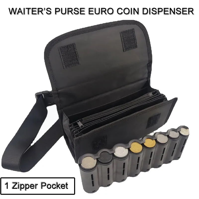 Multi Pocket Driver borsa da cameriere portafoglio in vita 8 slot distributore di monete Euro portamonete Sorter Collector marsupio ricevuta in contanti