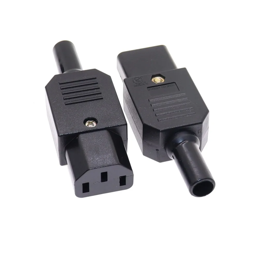 15A 250V IEC Straight Cable Plug Connector C13 C14 Female Male Plug Rewirable Power Connector 3 Pin AC Socket Industrial Plug