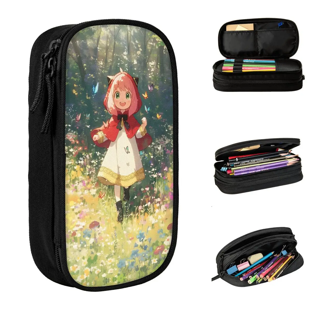 

Новинка, пеналы для карандашей Anya Spy X Family, милый чехол для карандашей с рисунком из искусственного аниме для студентов, большие сумки для хранения, офисные аксессуары