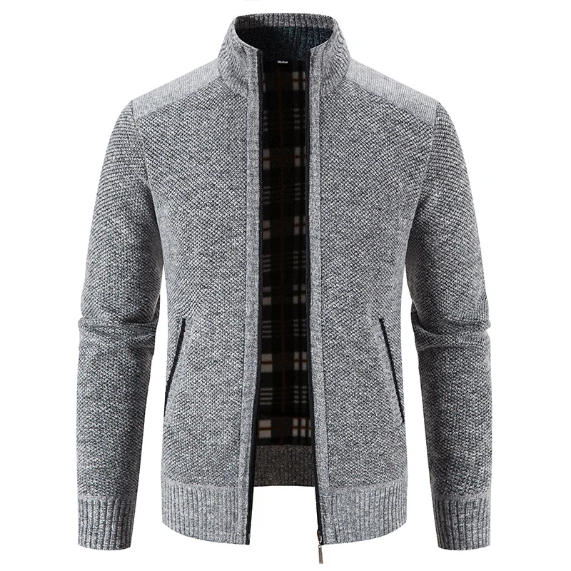 Men\'s Knit Jacket Super Soft Sweater Cadigan Zipper Up Winter Thickened Warm Jumper Smart Casual Clothing Homme Cold Overcoat