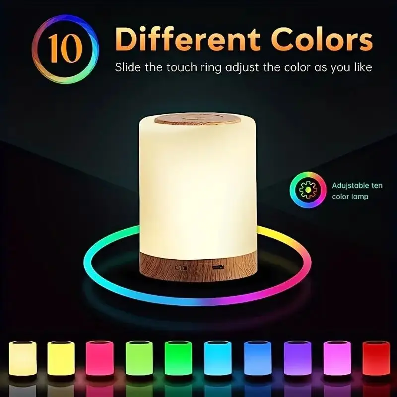 LED Night Light Touch Lamp Table Lamp Bedside Lamp Bedroom Lamp Portable Desk Lamp Light USB Rechargeable