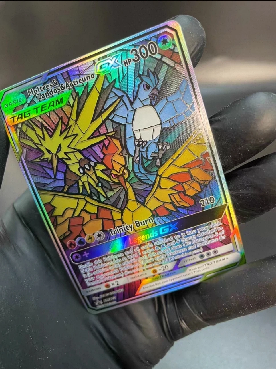 DIY TCG Collection Card  TAG TEAM GX  Moltres& Zapdos&Articuno Copy Rating Card Anime Game Gift Toy