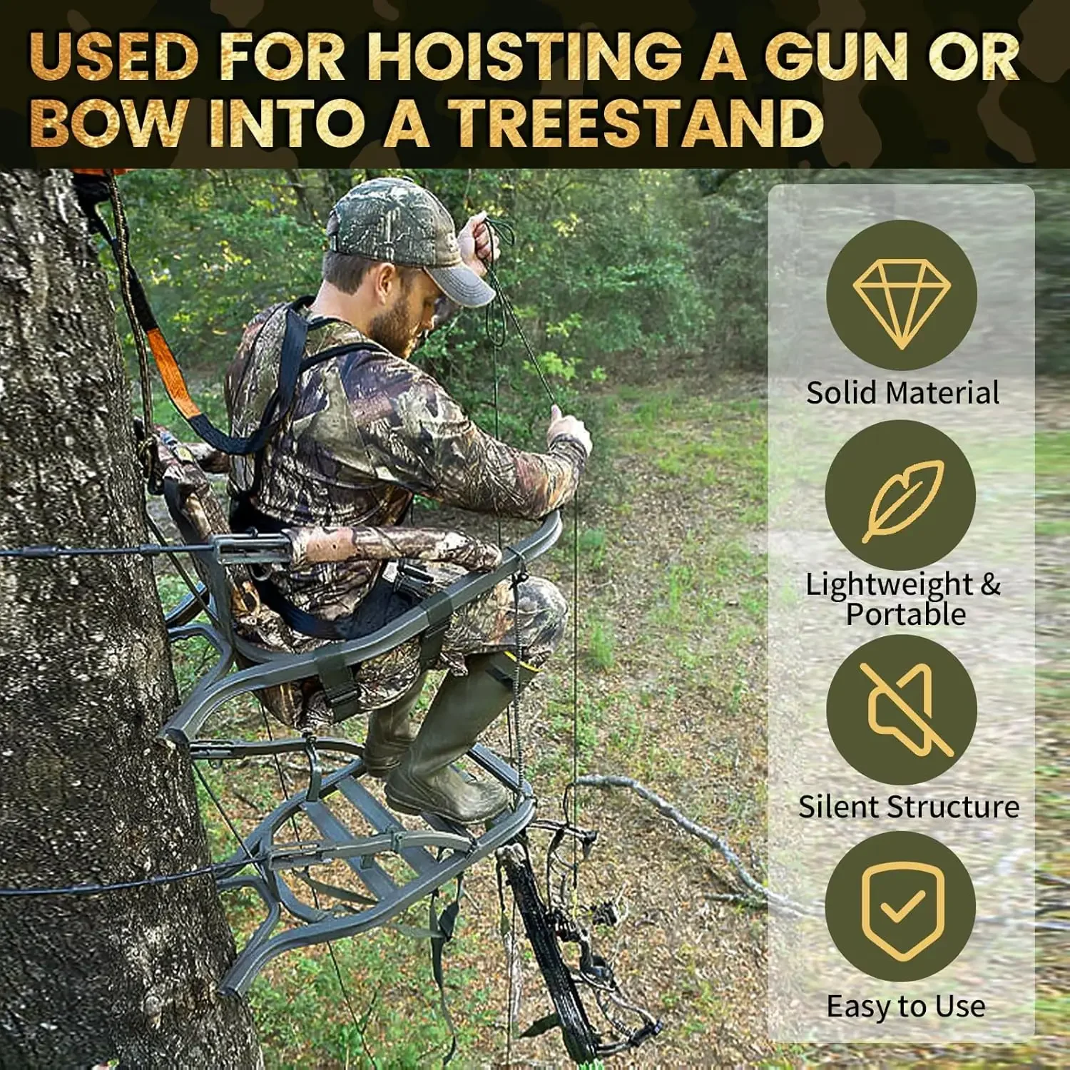 Tangle Resistance Climbing Accessories 30ft Retractable Hoist for Hunting Rope Gun Retriever Crossbow Tree Saddle