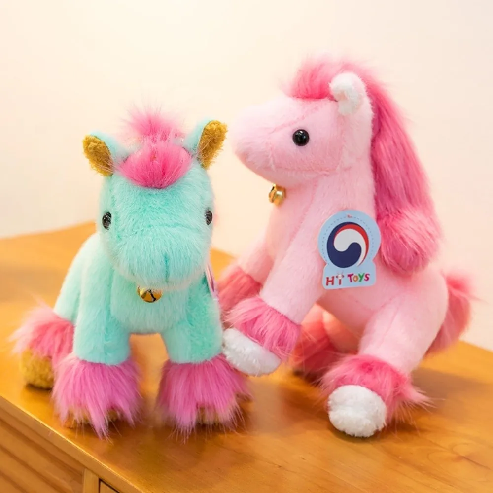 Mascot 2026 Horse Cute Bell Stuffed Horse Fluffy Kawaii Zodiac Pony Figurine Festive Decor