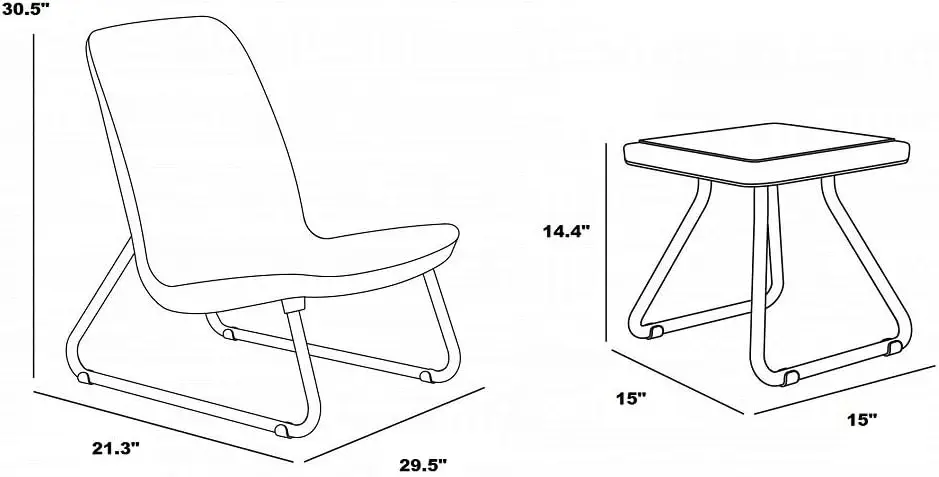 Resina Wicker Patio Móveis Set, Cadeiras ao ar livre, Mesa lateral, 3 pcs