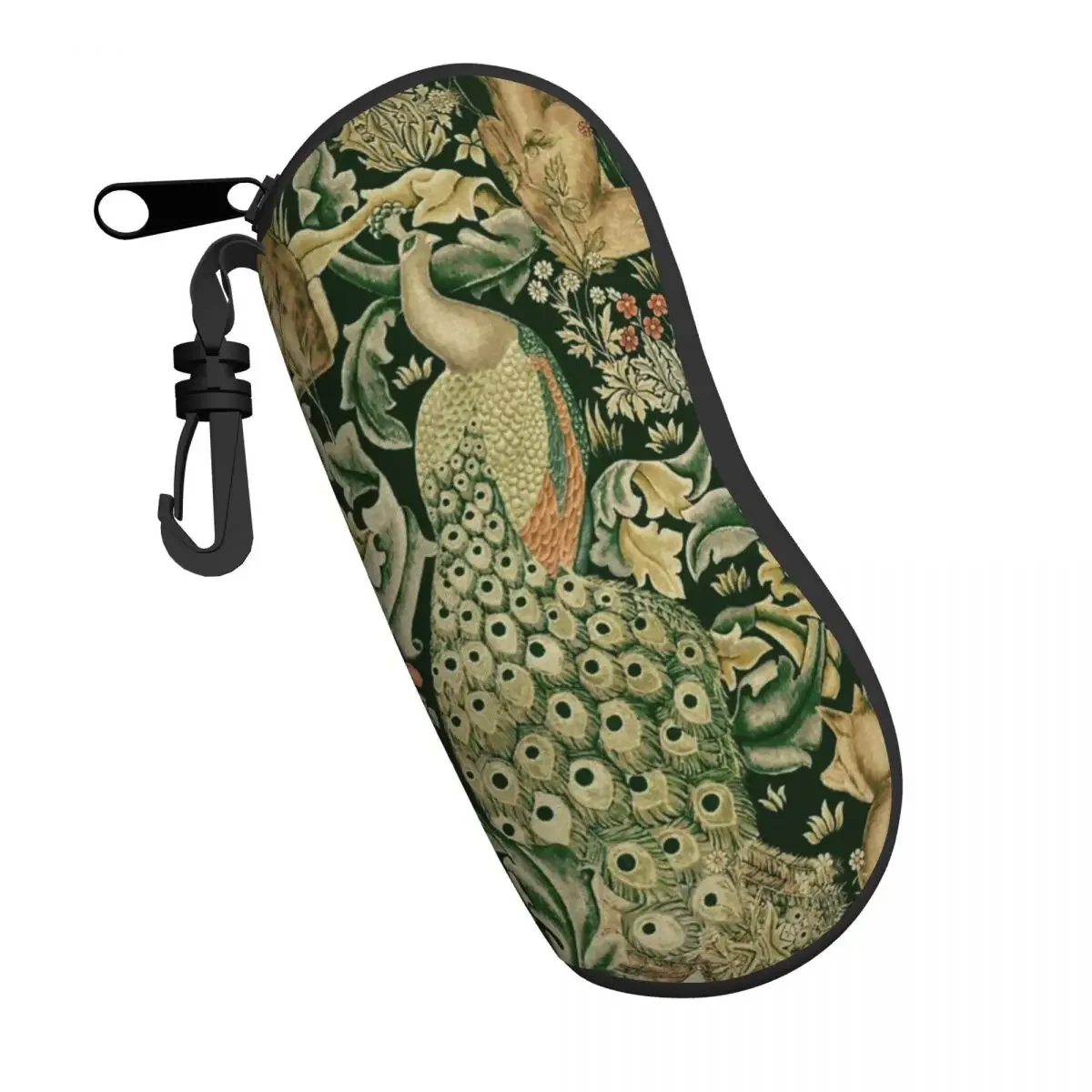 Custom Peacocks And Fox By William Morris Glasses Case Forest Animals Textile Pattern Shell Eyeglasses Case Sunglasses Box