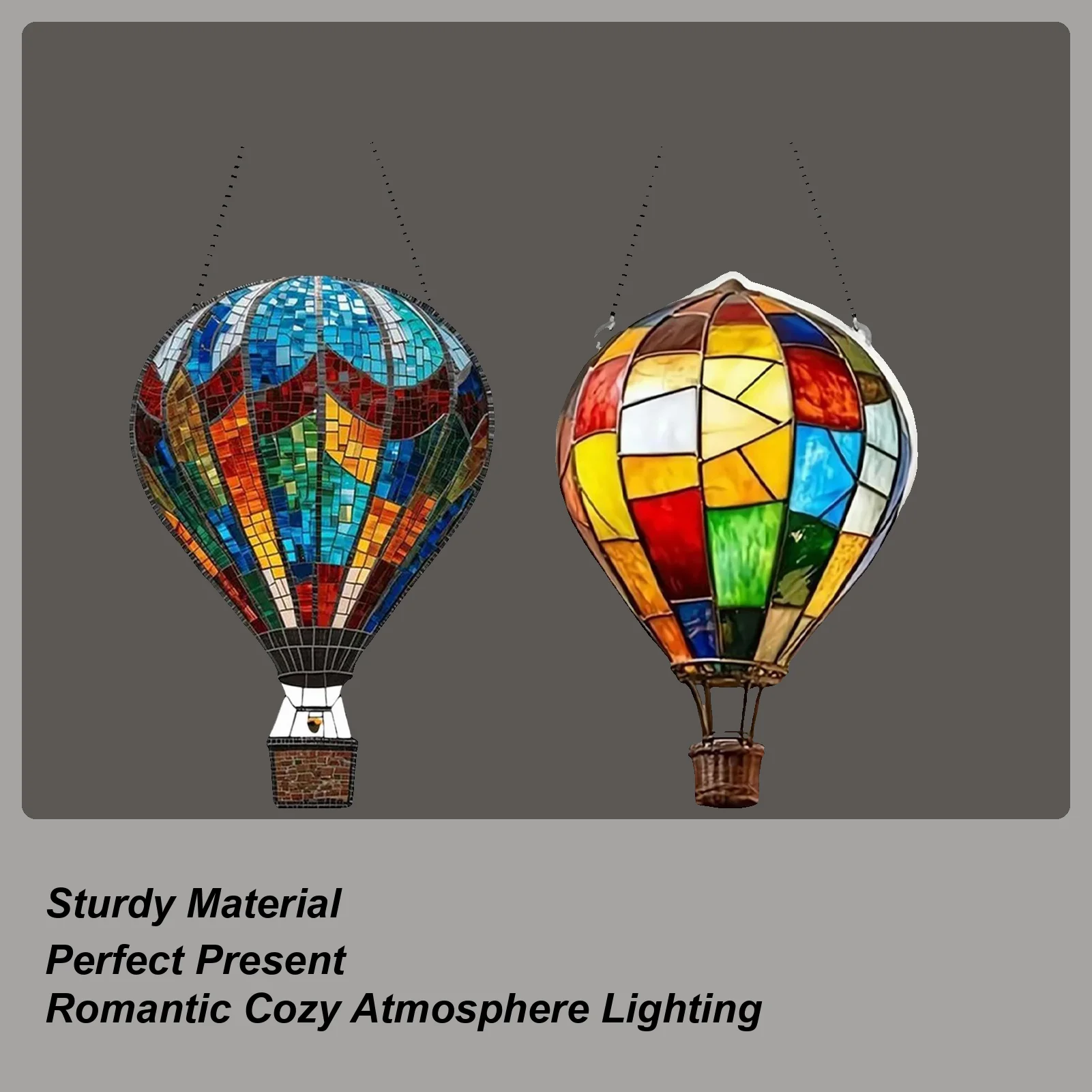 

Hot Air Balloon Solar Lantern Pathway Flickering Flame Light Decorative Weather-Resistant Hangable Lantern for Yard Porch Patio